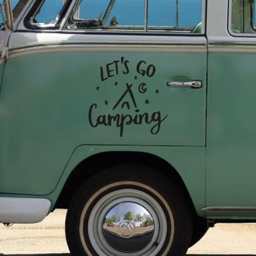 Black/Sliver Lets go Camping Camper Car Sticker Small/Big Size Removable Waterproof Window Body Decal CL934