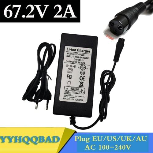 60V 16S e-bike electric bicycle 67.2V 2A Li-ion Battery Charger Wheelbarrow Electric self balancing unicycle scooter Charge