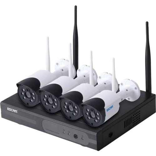 ESCAM WNK404 4CH 720P Outdoor IR Video Wireless Surveillance Security IP Camera CCTV NVR System Kit