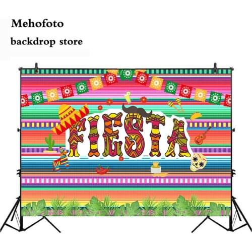 Mehofoto Mexican Fiesta Carnival Theme Party Photography Backdrop and Studio Props DIY Kit Great Dress-up Props Background 923