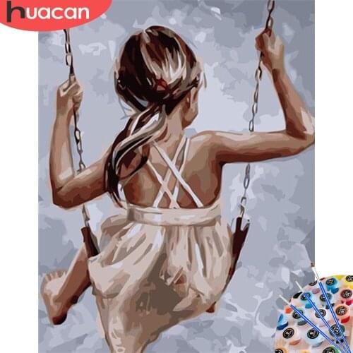 HUACAN Painting By Numbers Girl Kit Drawing On Canvas Wall Art HandPainted Home Decor DIY Gift
