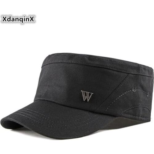 XdanqinX Snapback Cap Mens Army Military Hat Men Cotton Flat Cap Adjustable Size Fashion Brand Caps 2020 New Dad Hats Navy Hat