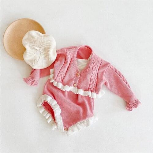 Knitted Baby Clothes Newborn Baby Romper Autumn Baby Girl Clothes Girl Jumpsuit Cotton Baby Cardigan Sweater Baby Girl Romper
