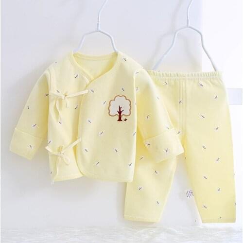 Spring Autumn Summer Baby Underwear Set Lace-up Clothing for Newborn 0-6 Months Cotton Baby Clothes Set Infant Baby clothes