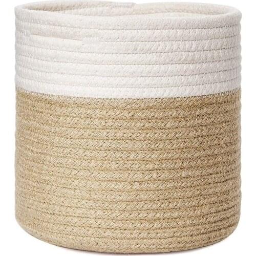 Cotton Rope Plant Basket Woven Storage Basket Decorative Flower Pot Cover Closet Storage Bin Modern Home Decor