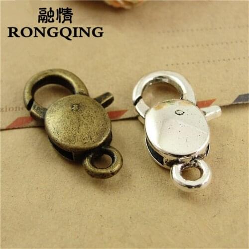 RONGQING 20pcs/lot circular Retro Decorative Pattern Jewelry Findings 30*16MM Lobster Clasps Hooks For Necklace Bracelet DIY