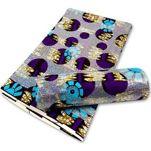 Ankara Batik Material Good Quality Pagne Sequin Embroidery wax fabric For Sewing Wedding Dress SH210708