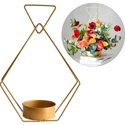 Metal Flower Baskets Wedding Table Decorations 2 Pcs Durable DIY Iron Elegant Design Geometric Gold Ornaments