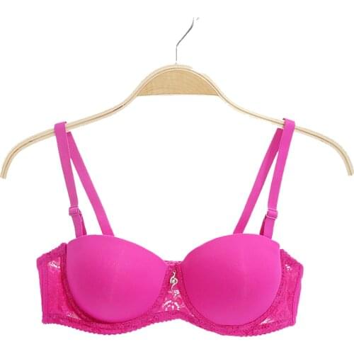 Fashion lace two breasted small chest beautiful back bra gather beast duoble cup super push up bra dress wedding party bra