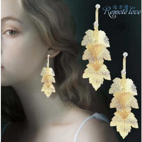 New Vintage Bohemian Drop Earrings For Women Boho Maple Leaf Tassel Pendant Earrings 2021 Trend Party Jewelry Accessories