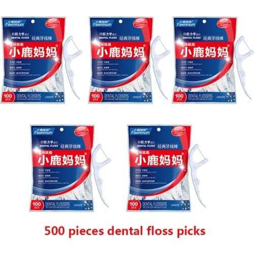 FAWN MUM Dental Floss Pick Dental Flosser 500 Pieces Tooth Stick Dent Teeth Pick Dental Cleaning Thread For Teeth