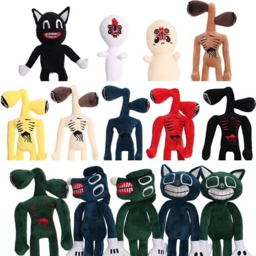 28-40cm Anime Siren Head Plush Toy Scary Sirenhead Black Cat Soft Stuffed Peluches Animal Toys for Kids Birthday Christmas Gifts