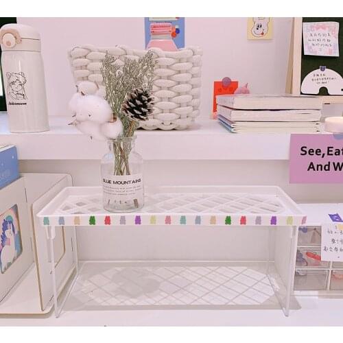 1 Pcs Hollow Storage Rack Shelf Foldable Holder Organizer Stackable Kitchen Bathroom Cupboard Dolls Collection