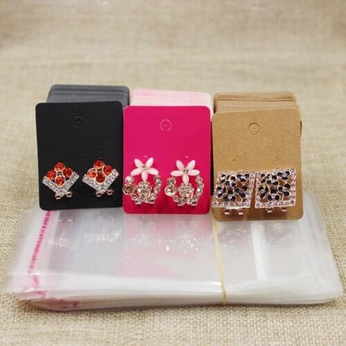 5*4cm black/rose/kraft blank jewelry earring packing card 100pcs with 100oppbag matching for jewelry display package