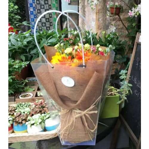 PVC plastic transparent bag handbag flower bag gift bag packaging bag flower shop clothing store wholesale