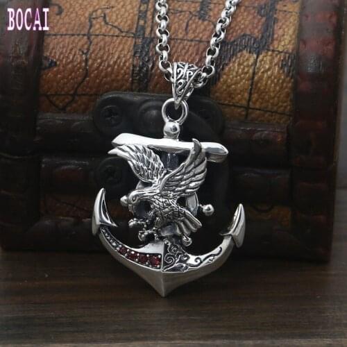 S925 silver jewelry manufacturers Thai silver inlaid gems Takahashi India Fashion Eagle Anchor Pendant