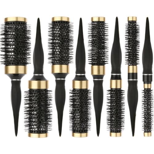 6 Size Iron Hair Brush Anti-Static High Temperature Resistant Round Barrel Hair Comb Drying Curling Barber Accessories DIY Home