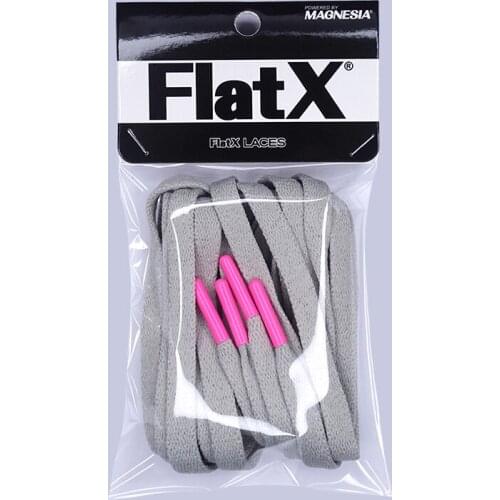 FlatX 8mm Light Gray/ Hot Pink Metal Tips Shoelaces High Quality Professional Sneaker Laces Shoelace Lacet