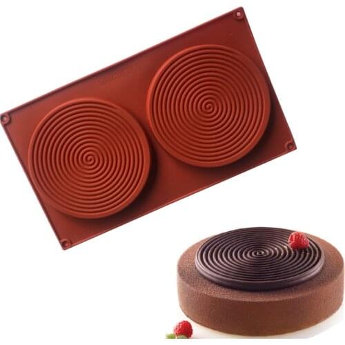 Spiral Shape Silicone Mold 2-ring Mousse Cake Mould Circles-shaped Chocolate Dessert Pastry Bakeware Pan Cake Decorating Tool