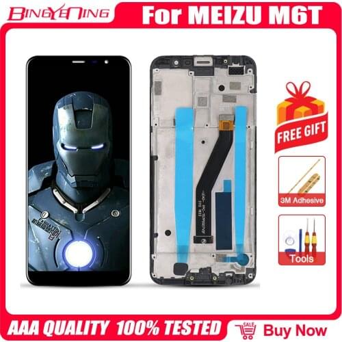 For Meizu M6t LCD Display Replacement + Touch Screen Digitizer Meizu 6t Phone LCD Case +Tool 6T LCD Screen With Frame