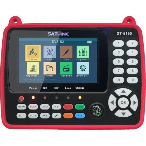 SATLINK ST-5150 DVB-T2 DVB-S2 DVB-C Satellite Finder 2600mA Battery MPEG4 H.265 Sat Finder Meter 4.3" LCD HD Digital Satfinder