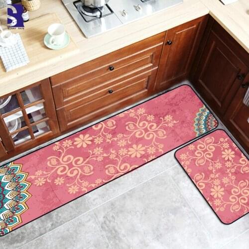 SunnyRain 2-Piece Kitchen Rug Set Area Rugs For Kitchen Slip Resistant Bathroom Rugs