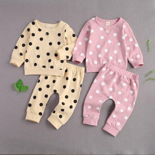 3PCS Newborn Baby Girls Clothes Sets Dots Print Long Sleeve Sweatshirts Tops+Casual Pants Infant Clothing Casual Outfits
