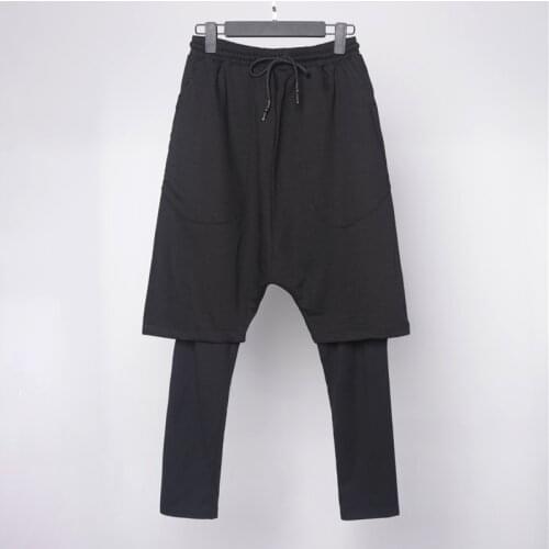 Dark Department fashion brand micro machete loose fake two Harun sports nine-point pants casual leggings fashion men