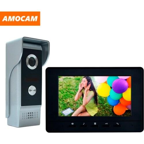 7" video door phone intercom doorbell kits aluminum alloy panel wired video doorphone system 1 IR camera 1 LCD color monitor