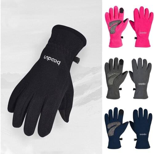 Waterproof Cycling Bicycle Gloves Full Long Finger Bicycle Gloves Ultralight Winter Fleece Thermal Warm Gloves Black Blue S M XL