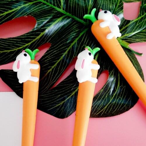 1 pcs Cartoon Cute Carrot Rabbit Neutral Pen Creative Stationery Carbon Pen Black Pen Student Kawaii School Supplies Pen