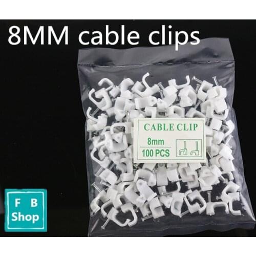 100PCS/bag 8MM cable clips cable nail wire clips 8mm cable clips Square white
