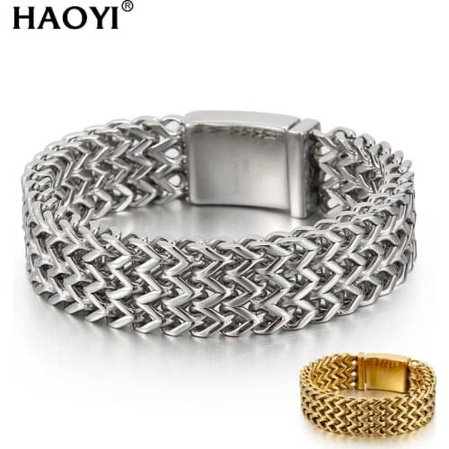 12/18/30mm Width Stainless Steel Mesh Bracelet Men Wrist Grooved Mesh Link Punk Wristband Stylish Casual Bangle