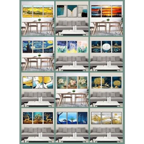 3 Pcs/Set DIY Oil Painting by Numbers Triptych Pictures Coloring Landscape Abstract Paint Wall Sticker Home Decor