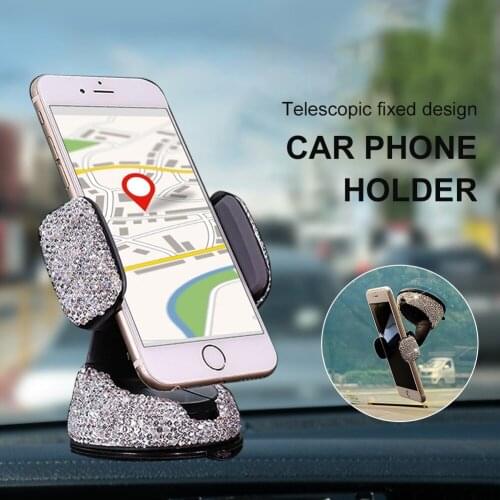 360° 3in1 Car Phone Bracket Crystal Phone Holder Rotating Dashboard Windshield Air Vents Phone Holder Tools Auto Accessories