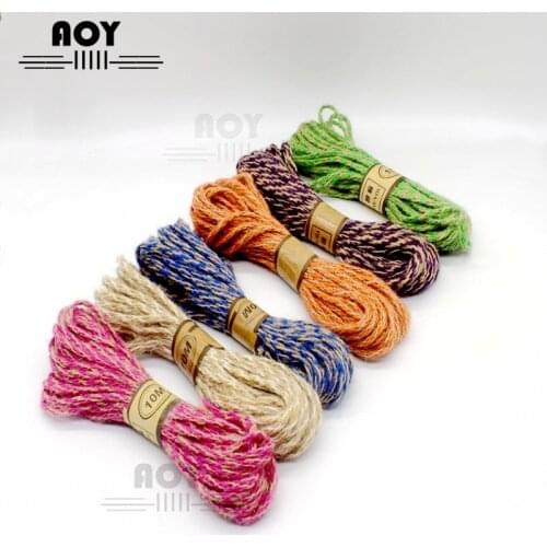4mm Colorful Jute Hemp Woven Rope For DIY Crafts Handmade Gift Packaging Making Accessories Cords Home Decoration 10meters/lot