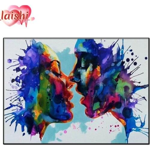 5D DIY Doodle kissing couple Round Drill Diamond Painting Cross Stitch 3D Diamond Art Embroidery Diamond Mosaic Decor Gift