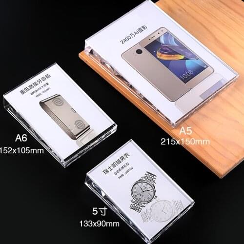 A6 Acrylic Mobile Phone Sale Poster Frame Trapezoid Block Price Tag Crystal Transparent Clear Photo Frame Block