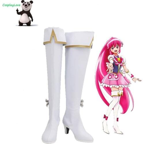 CosplayLove Happiness Charge Precure Pretty Cure Aino Megumi White Cosplay Shoes Long Boots Leather Custom Made
