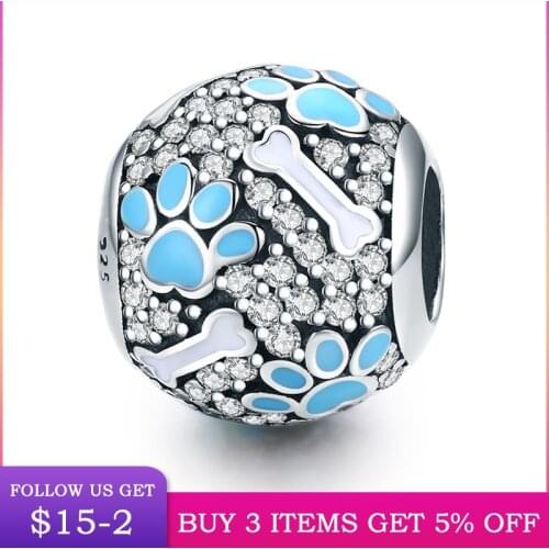 925 Sterling Silver Cute Pet Imprint Charm Fit Original 3mm Bracelet&Bangle For Women Birthday Fashion Jewelry Gift BMT021