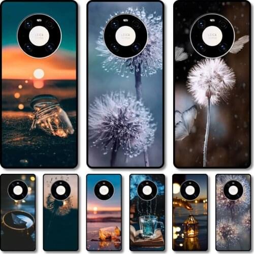 Dandelion and Drift bottle Phone Case For Huawei mate 40 30 10 20 40 8 9 Lite Z Pro RS black cell shell