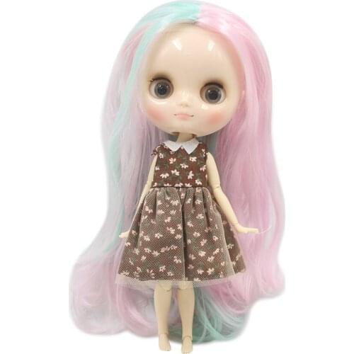 Nude middie blyth joint doll pink mix green hair Transparent face suitable DIY gift for girl like the icy doll middle blyth