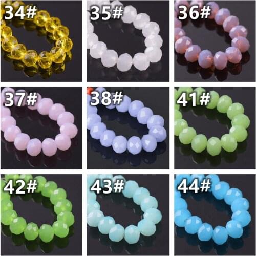 Rondelle Faceted Czech Crystal Glass Solid Color 3x2mm 4x3mm 6x4mm 8x6mm 10x7mm 12x8mm Loose Spacer Beads for Jewelry Making DIY