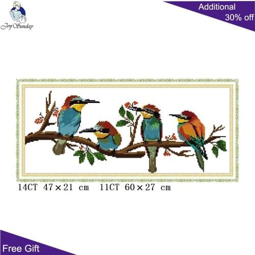 Joy Sunday Branch Birds DA540 Counted and Stamped Home Decor Animal Needlework Needlepoints Embroidery DIY Cross Stitch kits