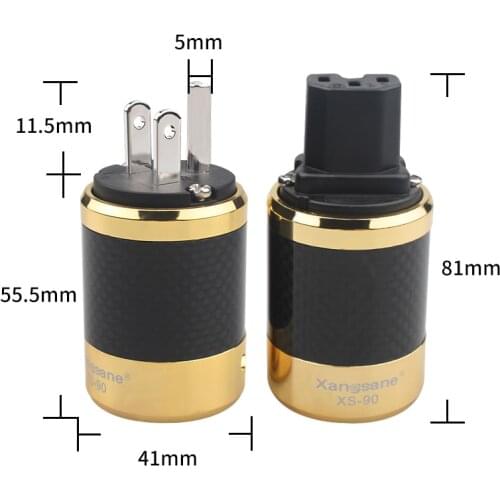 Audiophile Carbon Fiber Audio Power Plug Cord Red Copper IEC Connector EU / US Version