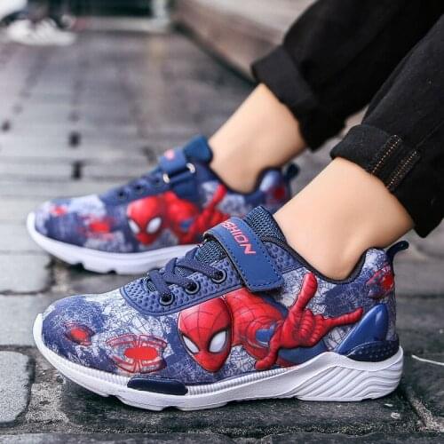 Spring Breathable Leisure Sport Running Shoes Girl Boy Shoes Kid Sneaker Children Cartoon Spiderman McQueen Leather Casual Shoes