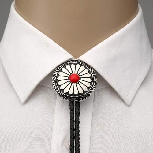 AAA naturel turquoise round pandent bolo tie for man cowboy western cowgirl lather rope zinc alloy necktie