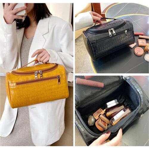 New Crocodile Luxury PU Leather Wash Handbag Makeup Bag Women Travel Case Large Capacity Waterproof Organizer Cosmetic Bag