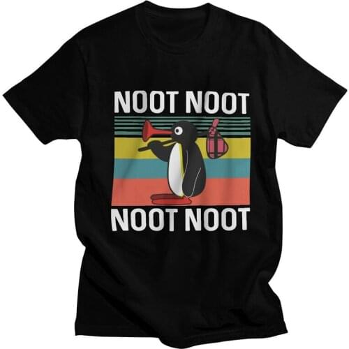 Noot Noot Pingu T-shirt Mens Novelty T Shirt Short Sleeve Cotton Penguin Meme Tshirt Cool Tee Top