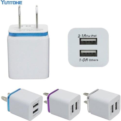 Wholesale 50pcs/lot Colorful 2A+1A US Plug AC Power Adapter Trave Wall dual USB Charger for iPhone 11 X 8 7 6 5 for Samsung HTC